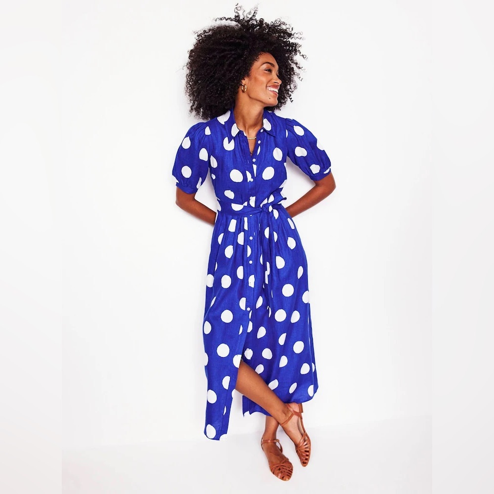 Boden Blue Alexa Linen Maxi Shirt Dress - Picture 6 of 13